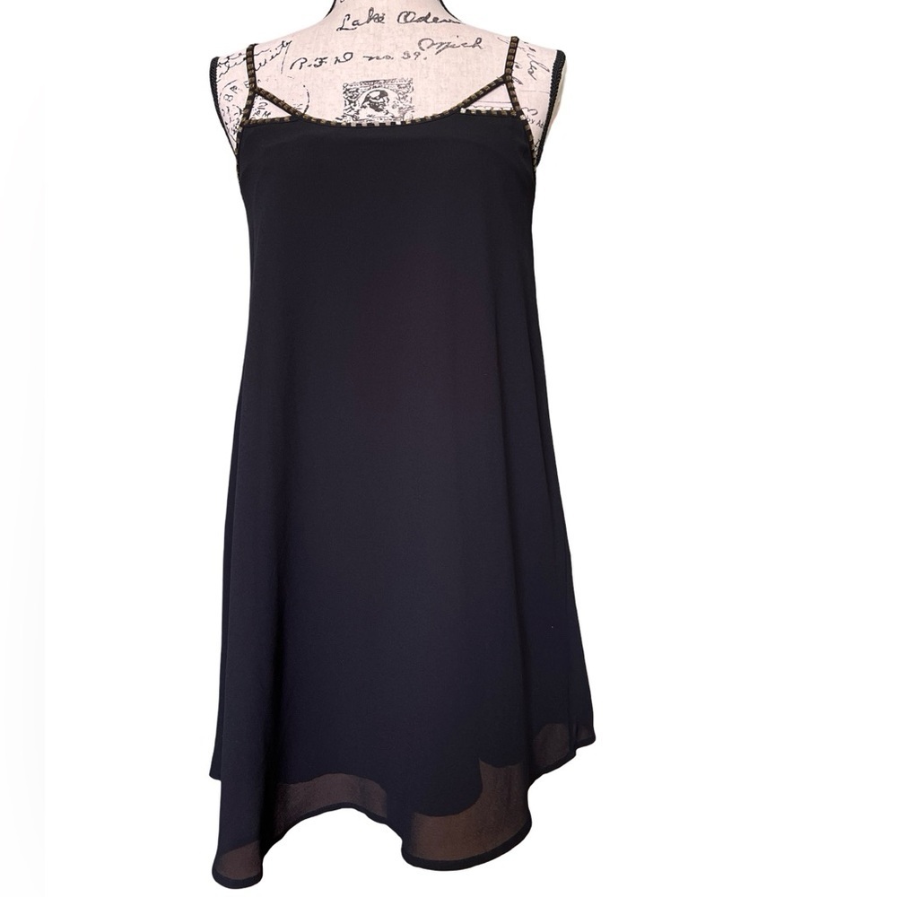 Forever 21 Babydoll Cutout Chiffon Camisole Style Black Mini Dress ~ Size XS - Picture 5 of 8